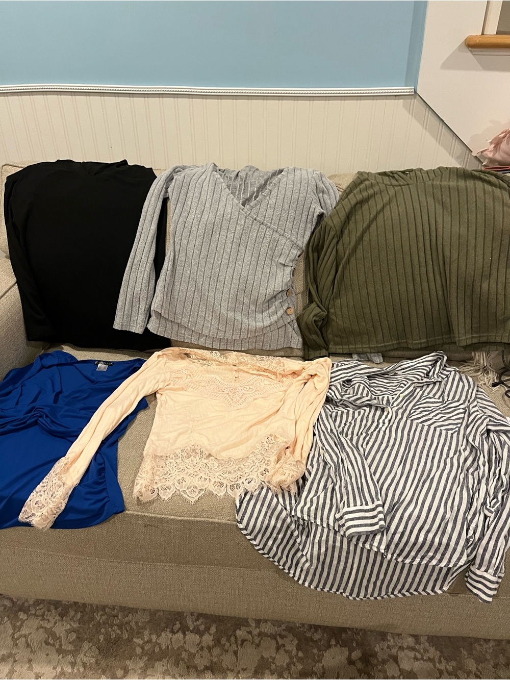 Assorted Women’s Long Sleeve Tops - Black, Gray, Olive, Blue, Cream, Etc.